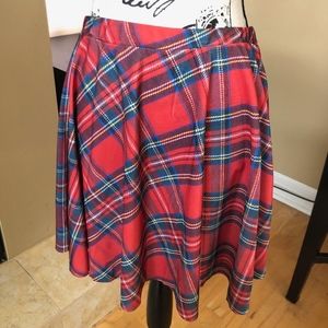 Red Plaid Skater Skirt